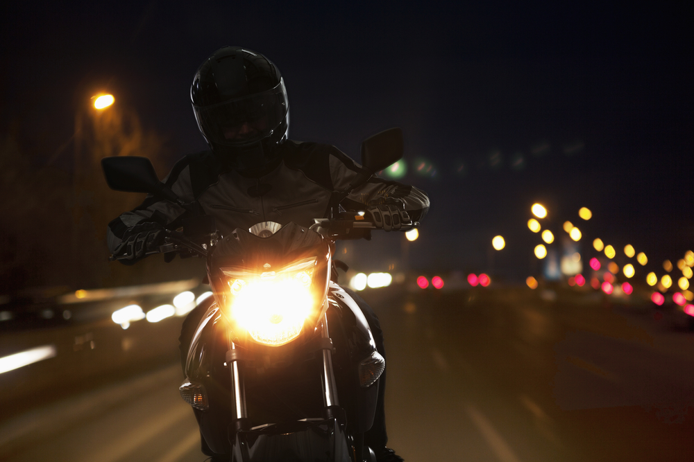motorcyclist at night